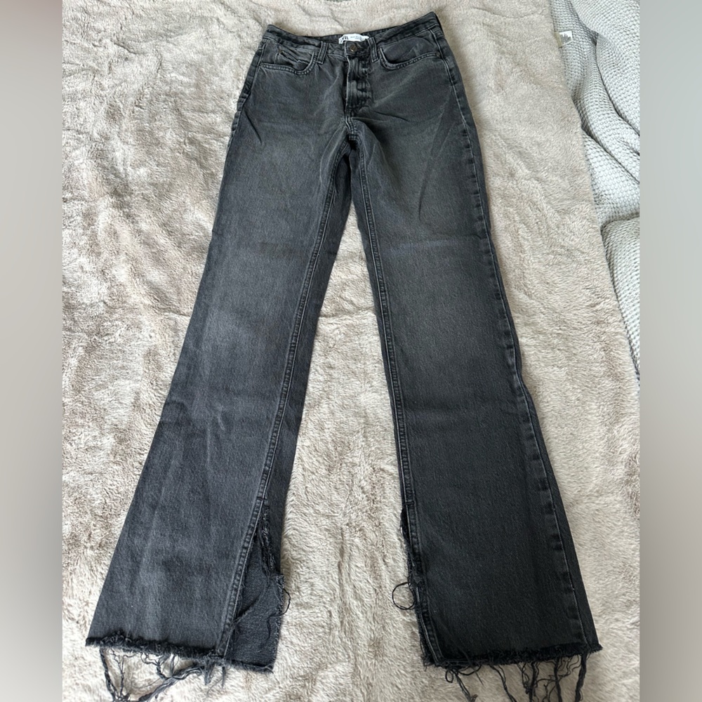 Zara Straight Leg Jean with Slit on Bottom